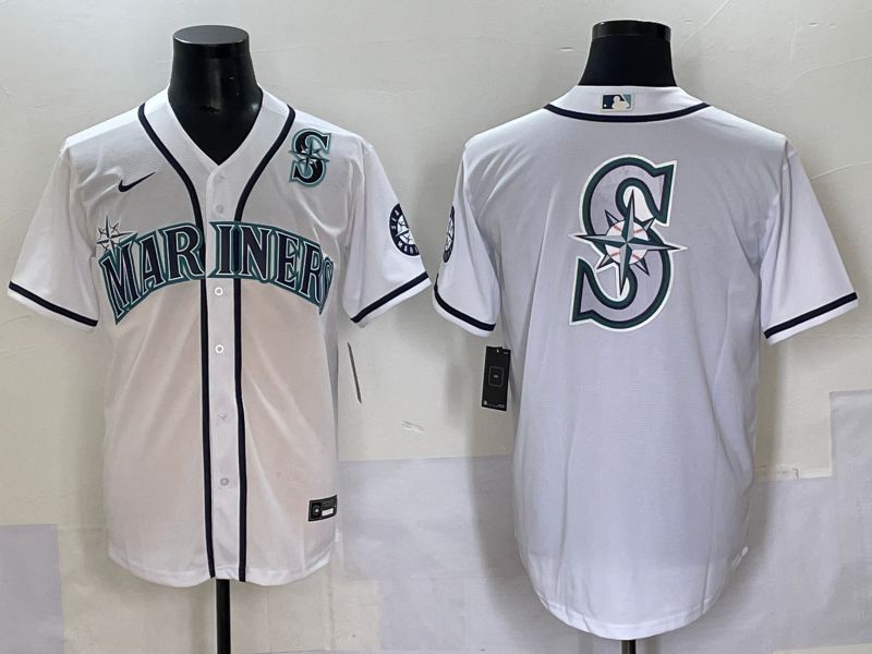 Men 2025 Seattle Mariners Blank White Game Nike MLB Jersey style 7
